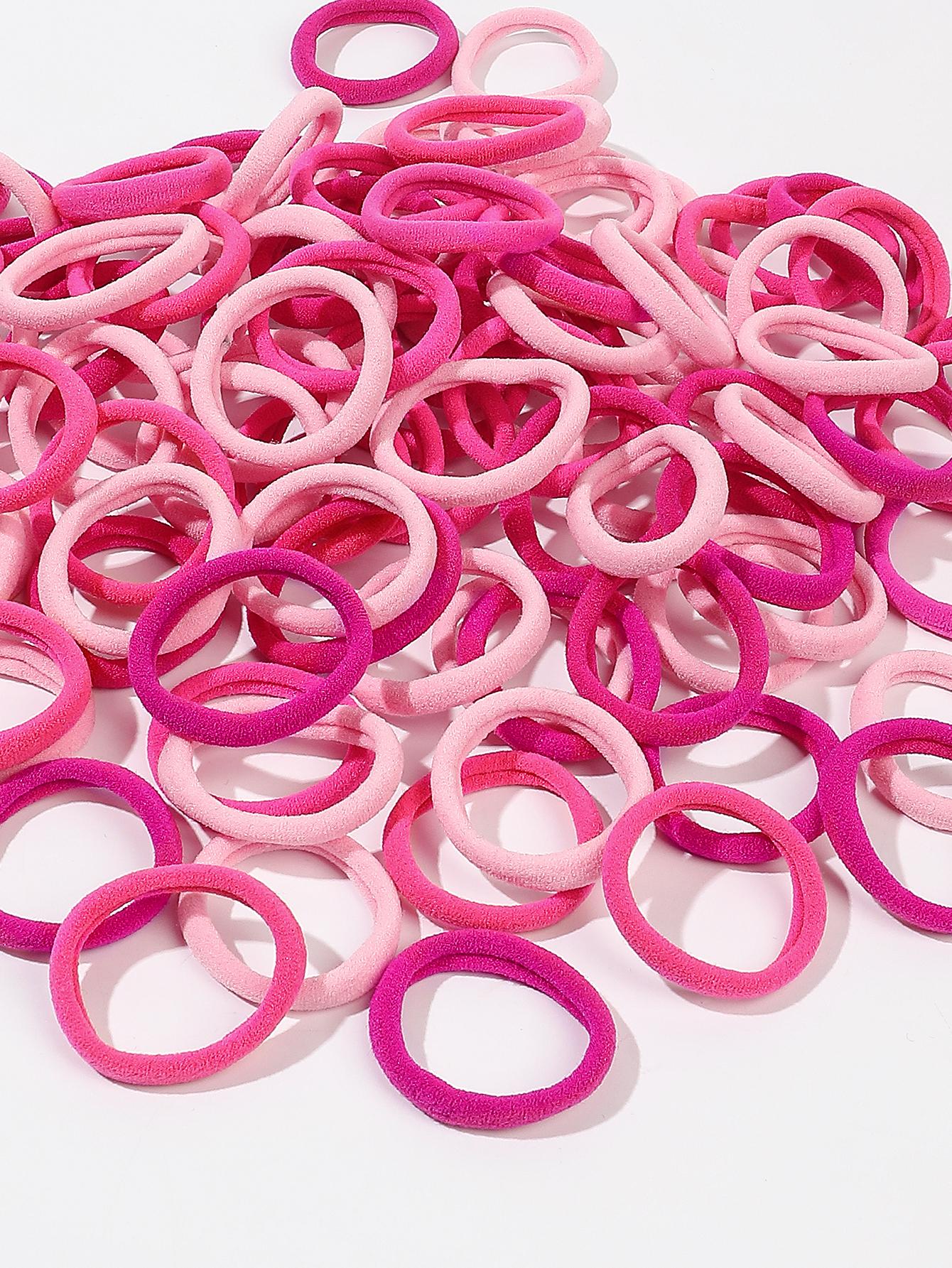 100Pcs Premium Simple Pink Tone Mini Hair Scrunchies, 2-4Cm Diameter, High Elasticity Pink Accessories