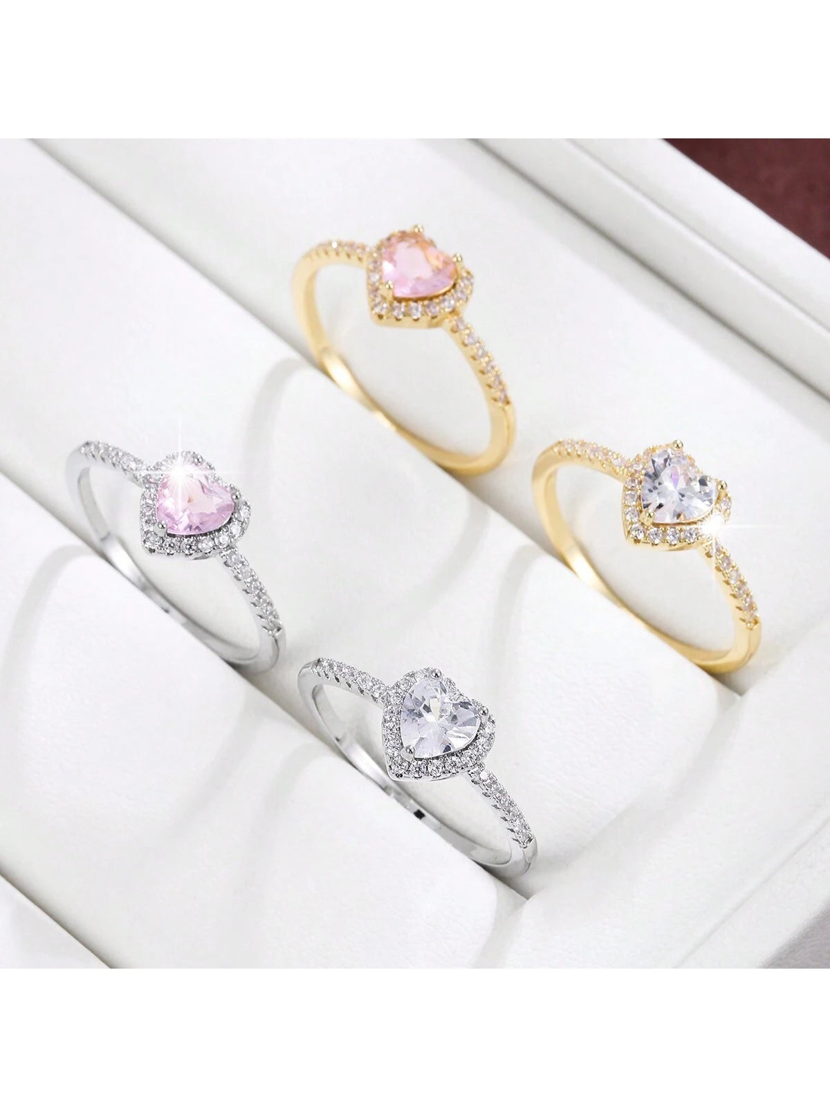 1Pc Simple Heart-Shaped Design Elegant Copper Ring for Women