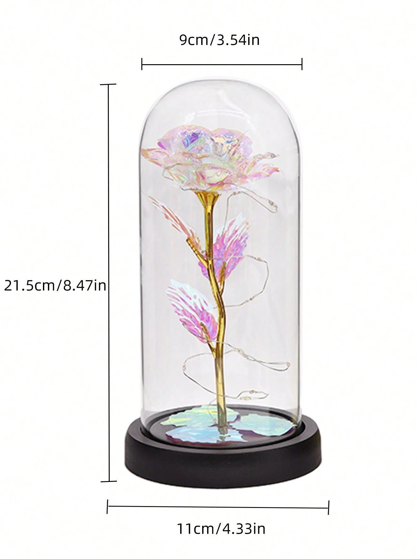 1 Color Gold Rose Lantern with Black Base, Multi-Color Valentine'S Day, Wedding, Home Decoration Lighting, Valentine Day, Gift