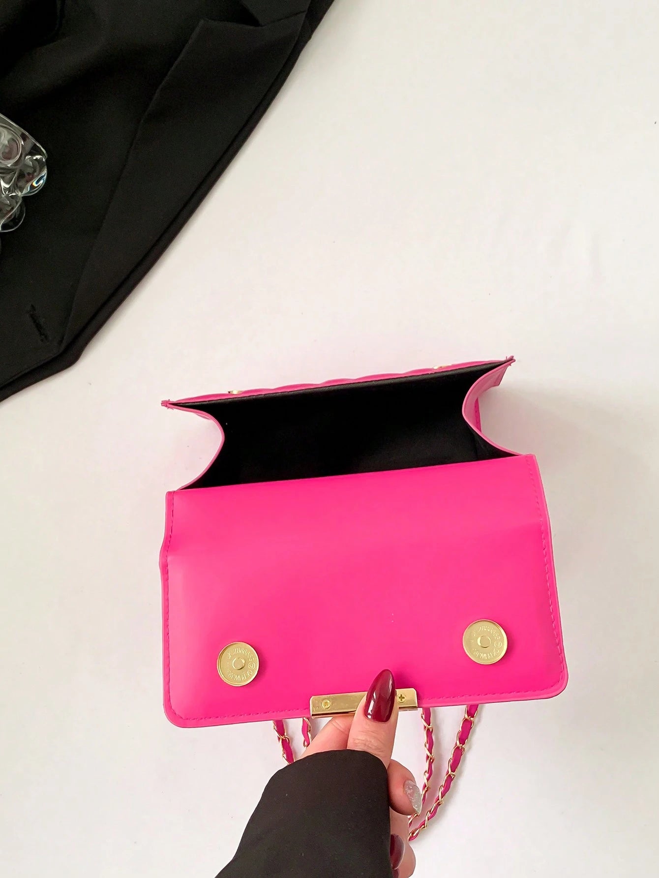 Fashion Solid Color Flap Pressed Texture Chain Crossbody Mini Bag
