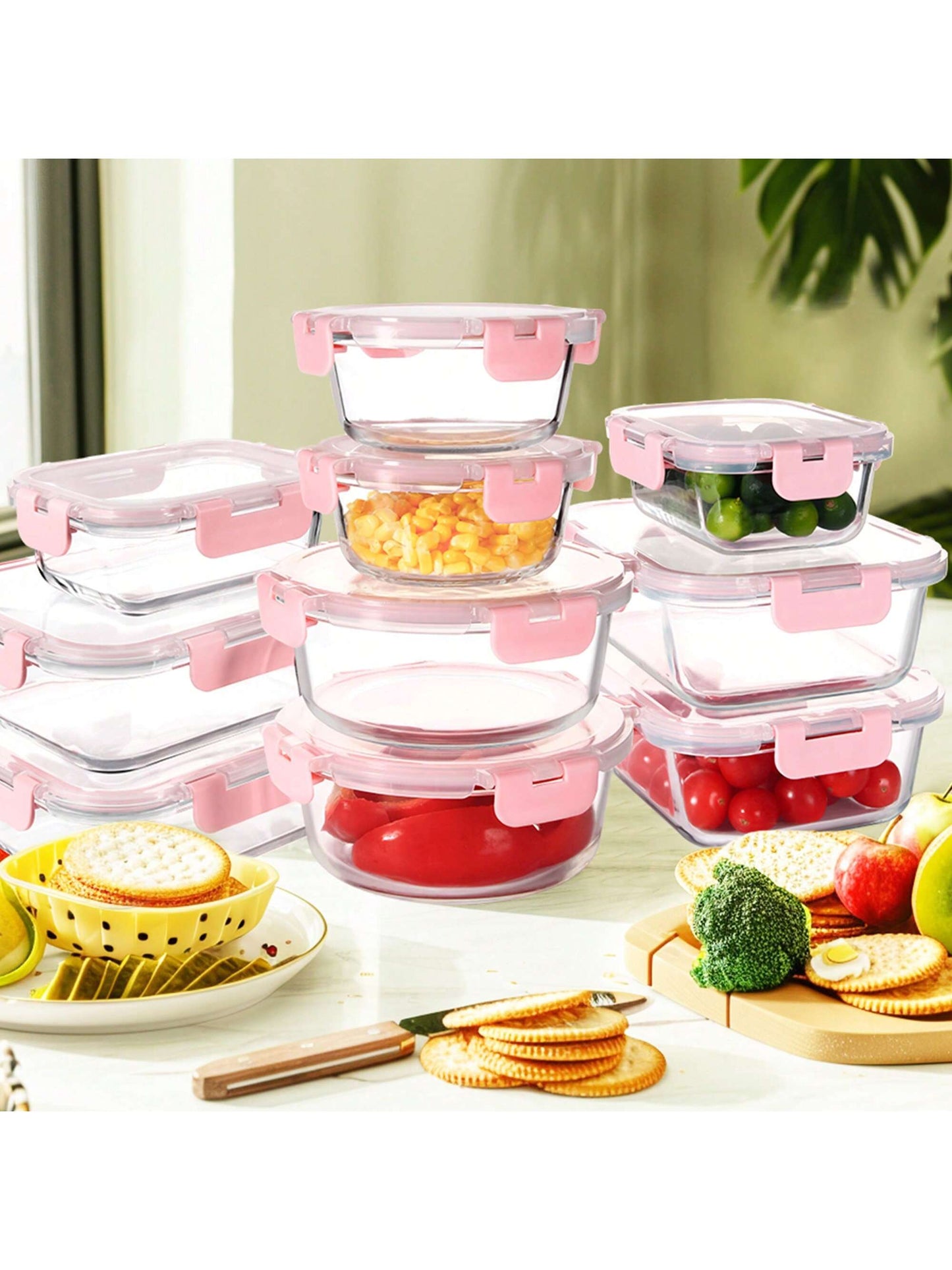 24PCS (12Containers+12Lids) High Borosilicate Glass Food Storage Containers Set, Glass Food Meal Prep Containers with Leakproof Airtight Lids, Perfect for Lunch, on the Go, Leftover, Kitchen Pantry Organizers and Storage