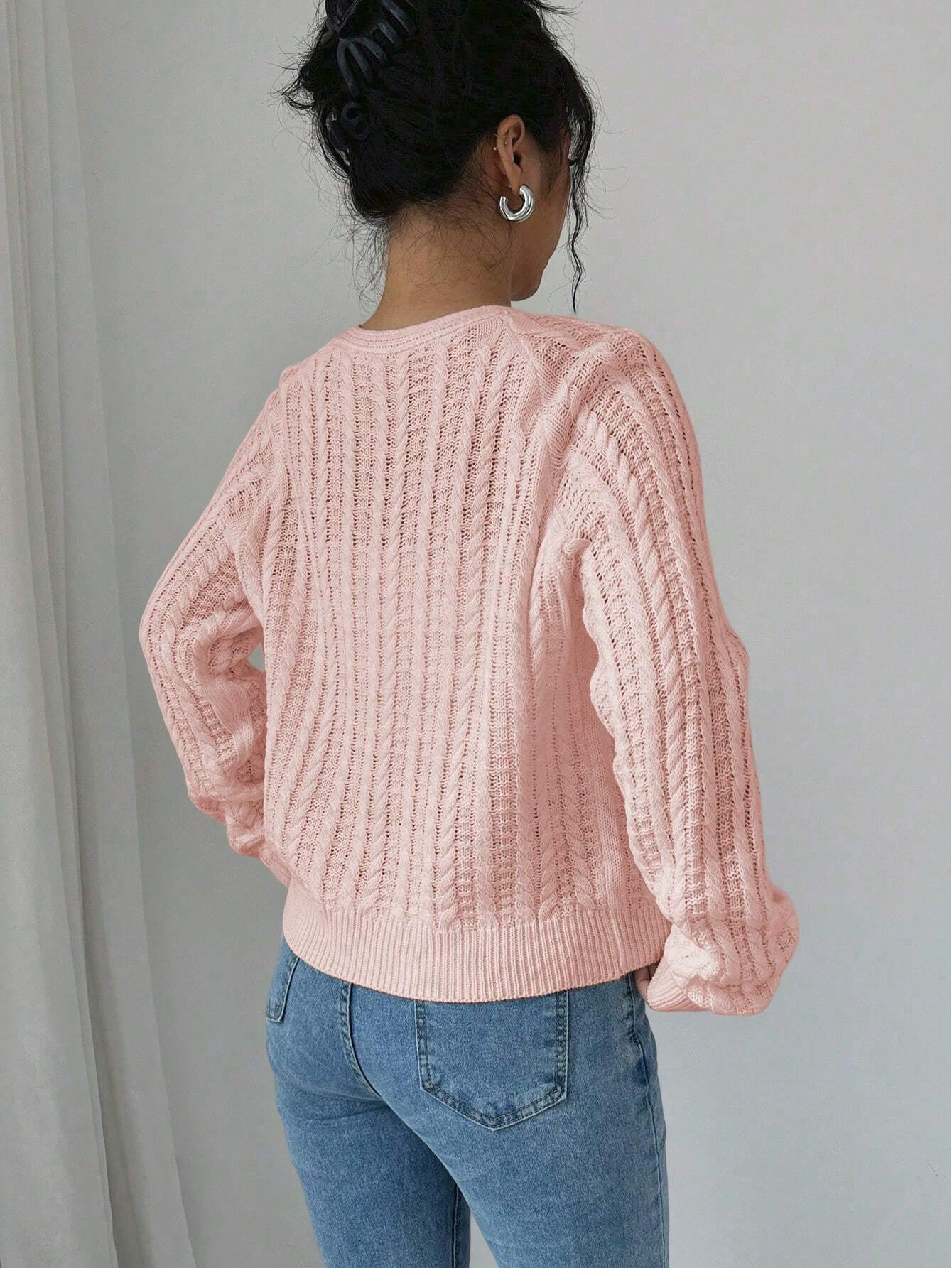 Chiquease French Casual Versatile Wheat Ear Textured Bowknot Front Long Sleeve Pullover Cardigan for Women,Long Sleeve Tops