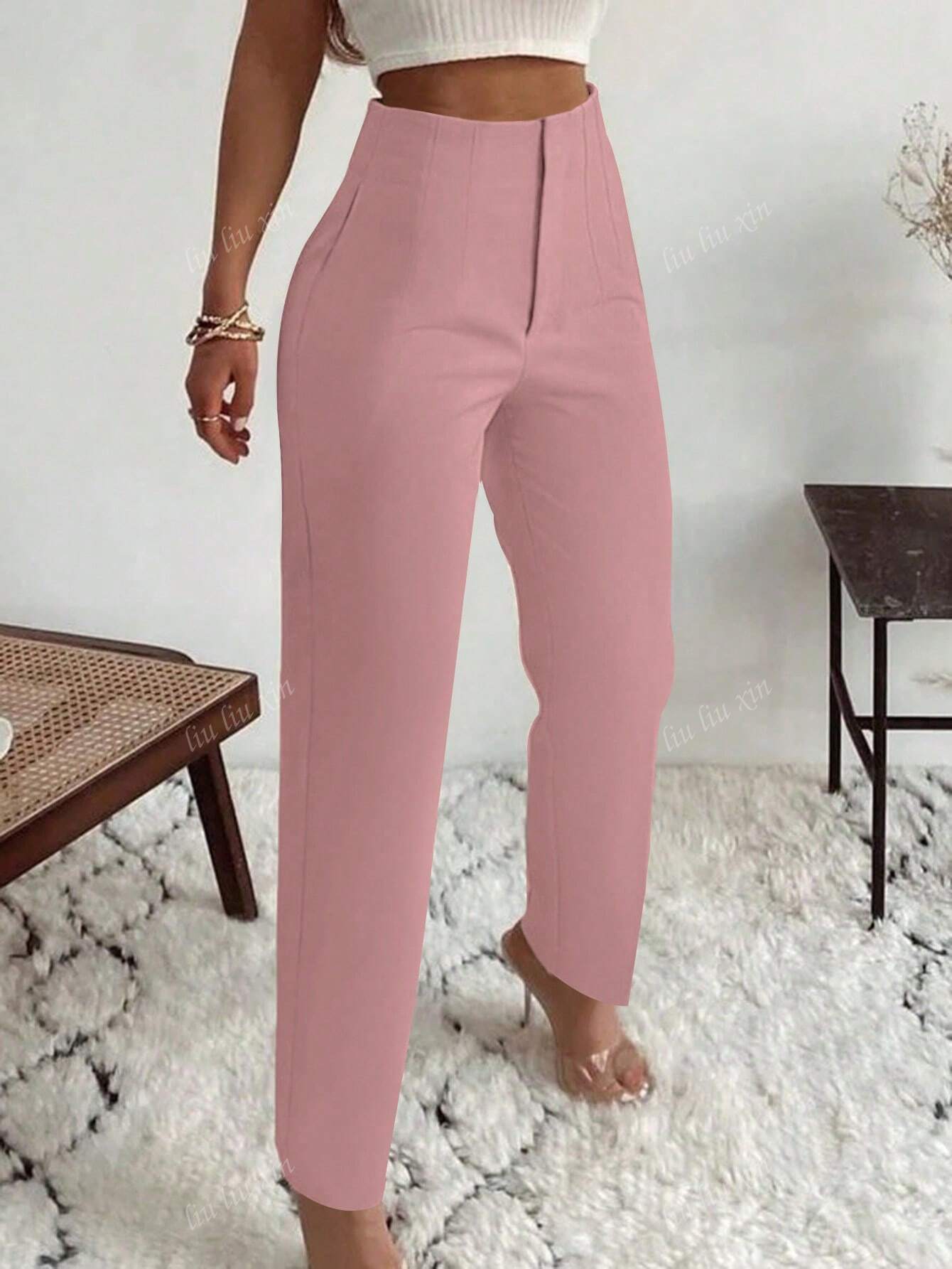 Elegant Commuter Pleated Side Pocket Skinny Pants for Women