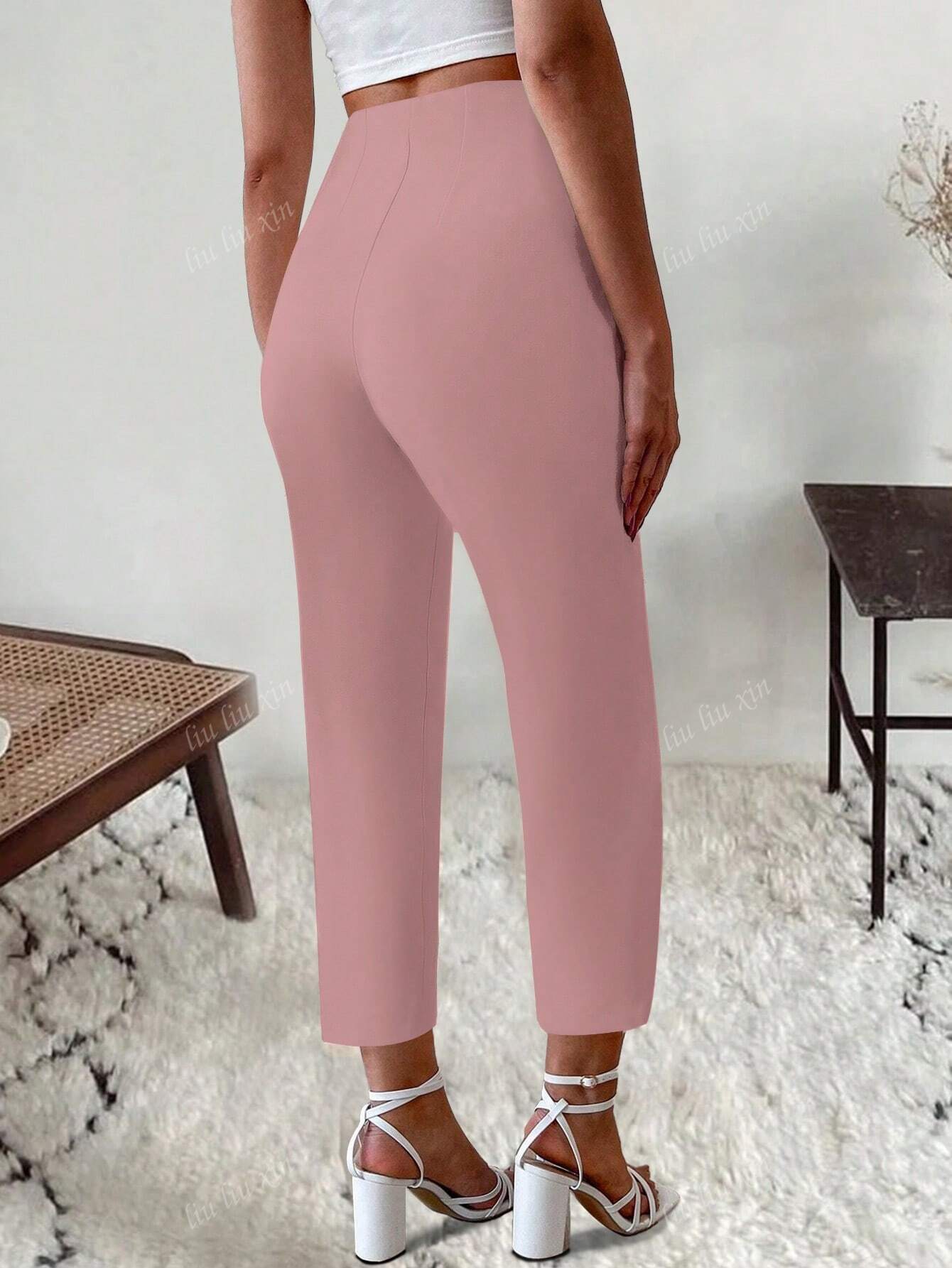Elegant Commuter Pleated Side Pocket Skinny Pants for Women