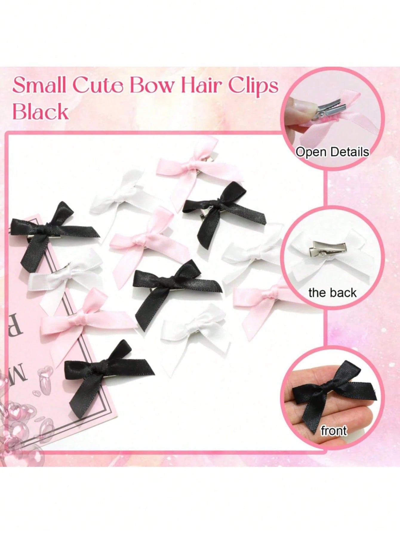 1Pc/10Pcs Women'S Mini Colorful Bow Ribbon Hair Clip, Bow Hair Accessories Sweet Girl Silk Hair Clip Elegant Princess Ballet Y2K Fairy Decorative Hair Accessories Bow Hair Ring Mini Hair Clip Hair Accessories, Suitable for Daily Use, Cute, Valentine'S Day Gift Home Bathroom Decor Summer