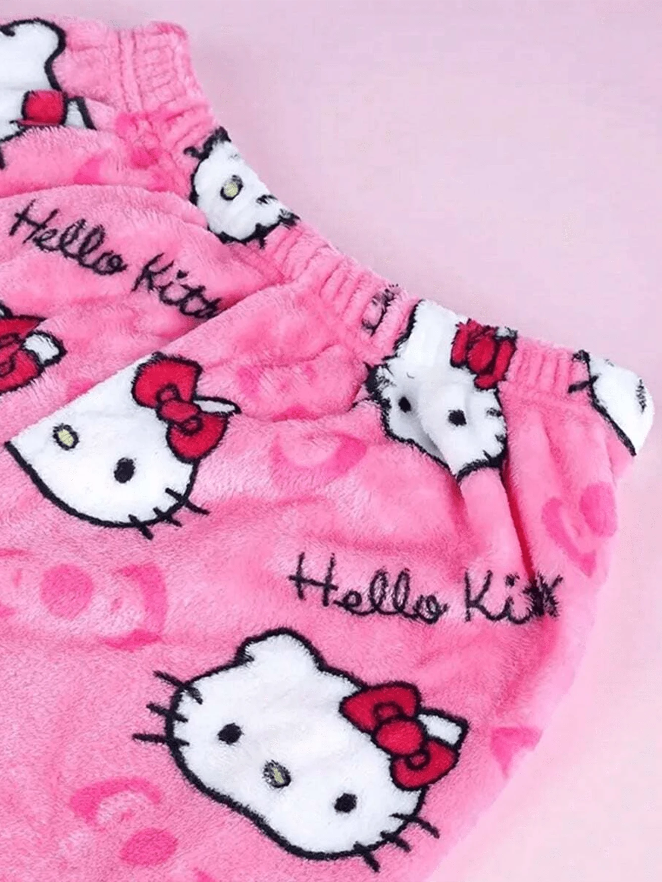 Hello Kitty Soft Plush hot pink Fleece Women Pajama Pants