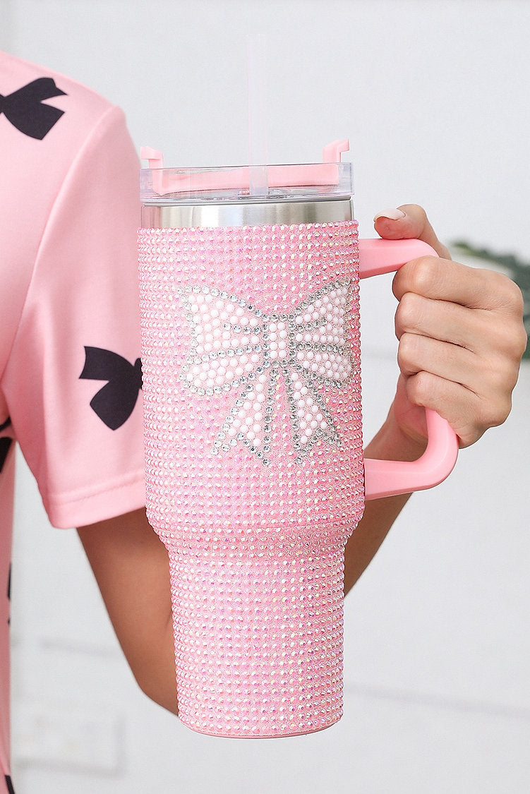 Pink Rhinestone Bow 40Oz Tumbler