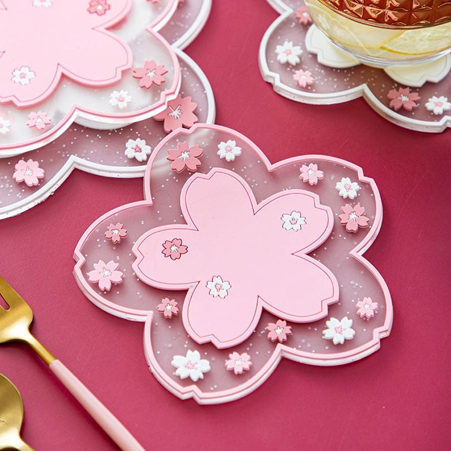 2Pcs Cherry Blossom Coasters