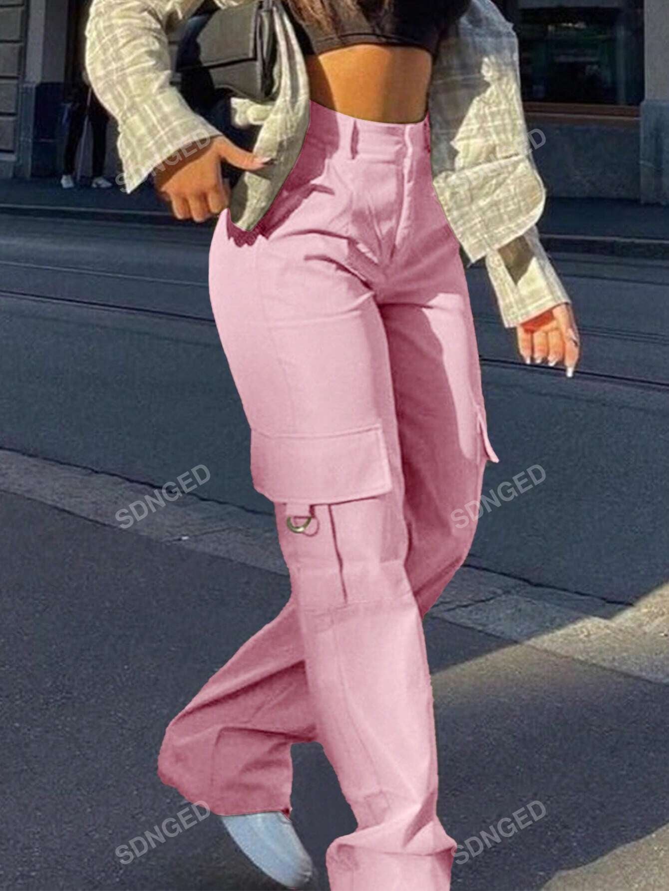 Women'S Solid Color Casual Cargo Pants