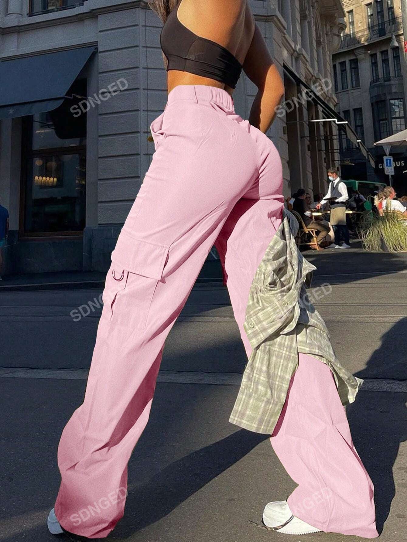 Women'S Solid Color Casual Cargo Pants