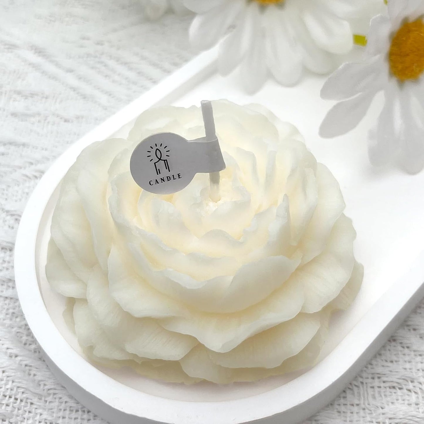 Peony Candles Gifts for Women, Soy Wax Aromatherapy Candle, Room Decor Cute Flower Shaped Scented Candles, Aesthetic Decorative (Peach Oolong Tea, 3 Inch)