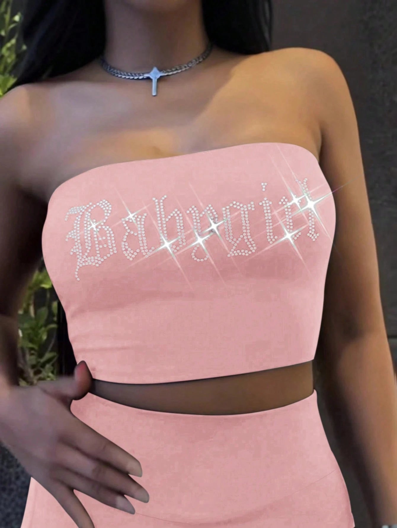Women'S Sleeveless Rhinestone Decor Sexy Cropped Top and Pants Sports & Casual Fashion Two Pieces Outfits, for Spring/Summer