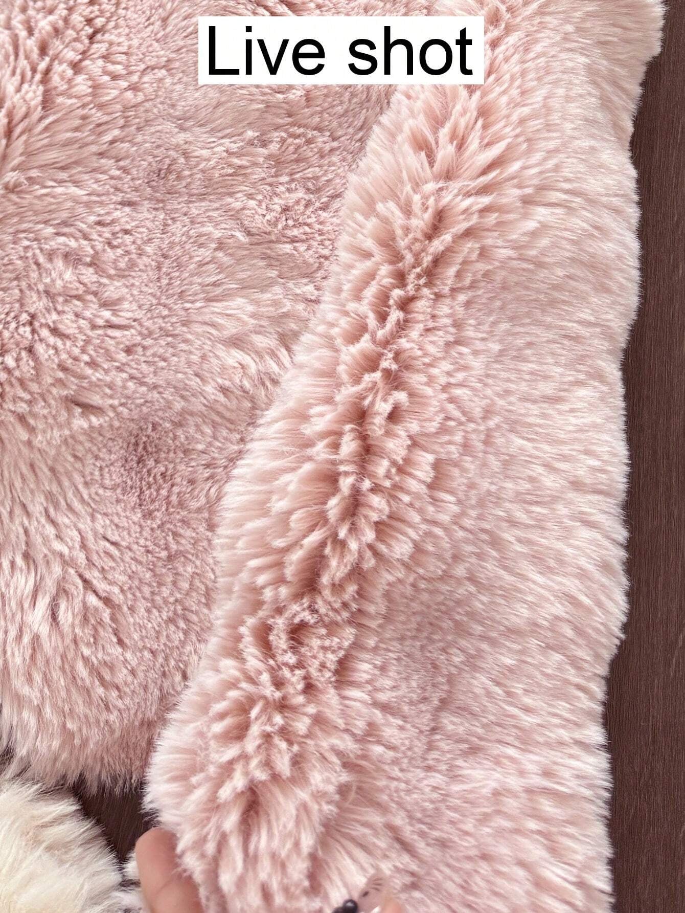 1Pc Plush Rectangular Soft Pink Carpet, Made of Fluffy Fleece Fabric, Cozy and Cute, Suitable for Bedroom, Living Room, Study, and Other Household Areas