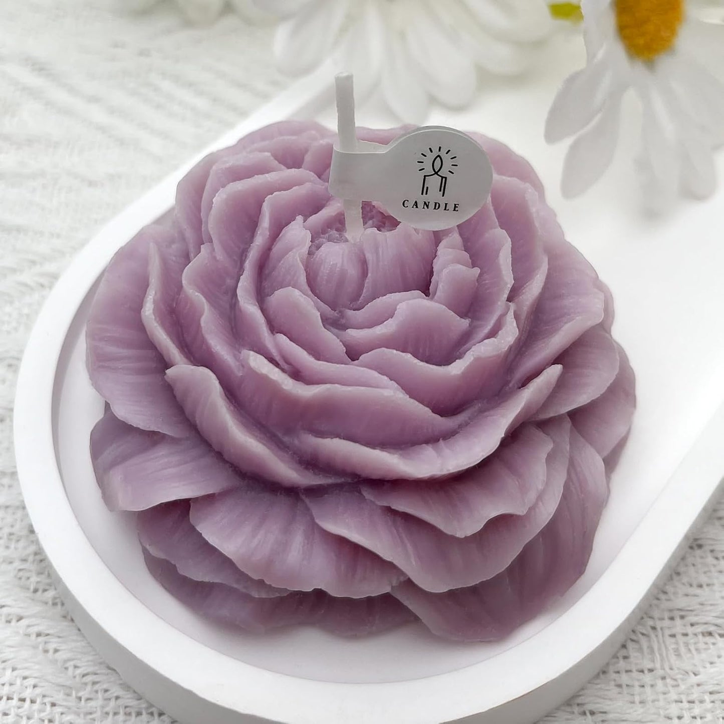 Peony Candles Gifts for Women, Soy Wax Aromatherapy Candle, Room Decor Cute Flower Shaped Scented Candles, Aesthetic Decorative (Peach Oolong Tea, 3 Inch)