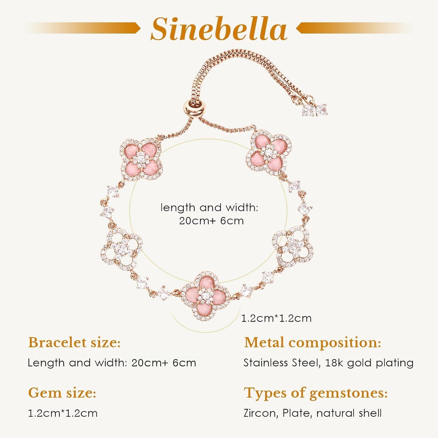 Women'S 18K Gold Plated Clover Bracelet with Natural Shell - Four Leaf Lucky Charm Dainty Link Bracelets Jewelry for Women, Trendy Birthday/Mother'S Day Gift