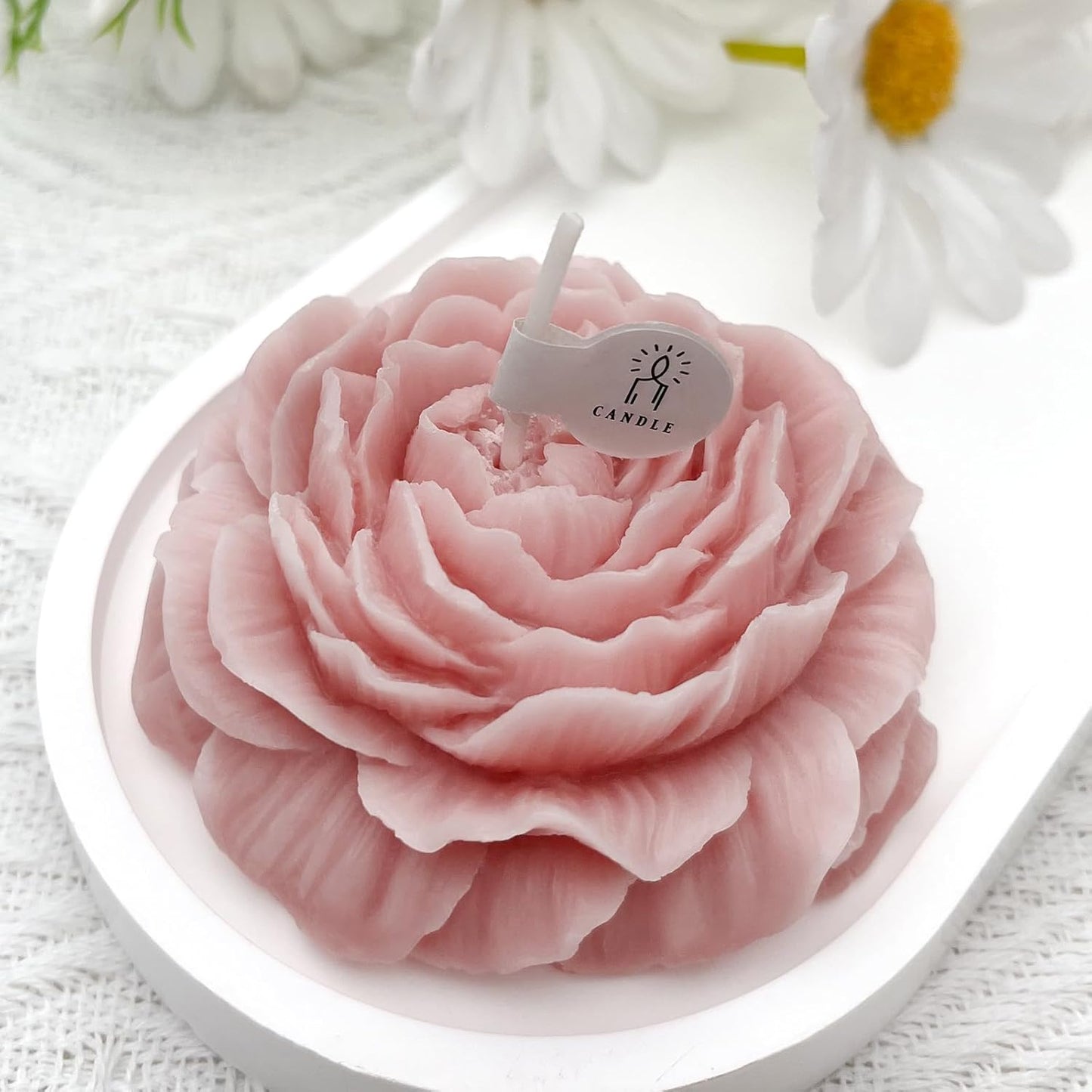 Peony Candles Gifts for Women, Soy Wax Aromatherapy Candle, Room Decor Cute Flower Shaped Scented Candles, Aesthetic Decorative (Peach Oolong Tea, 3 Inch)