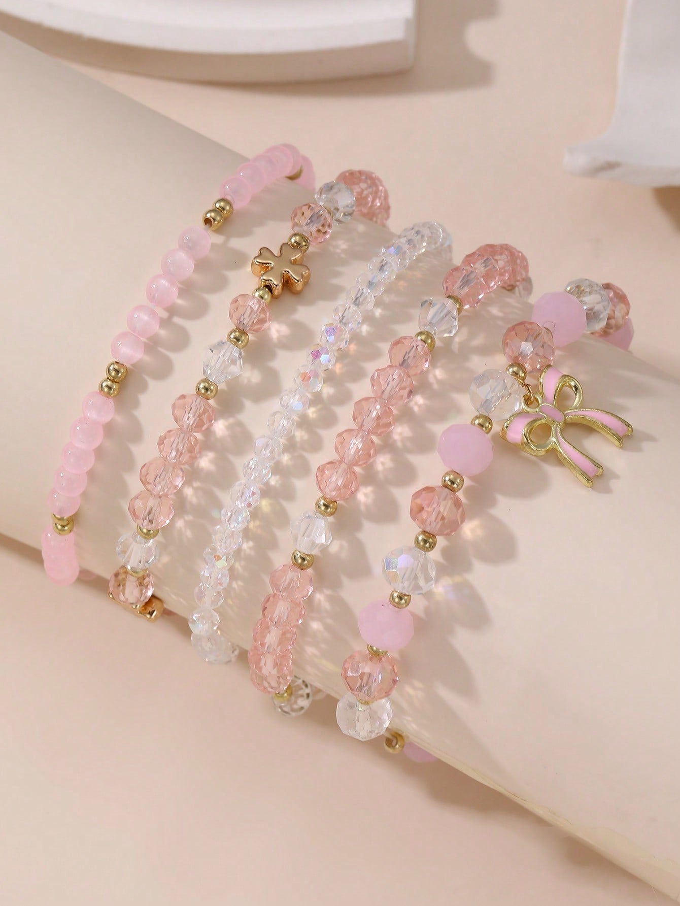 NAIZHU 5Pcs/Set Elegant & Cute Butterfly Bead & Charm Bracelet Set for Women