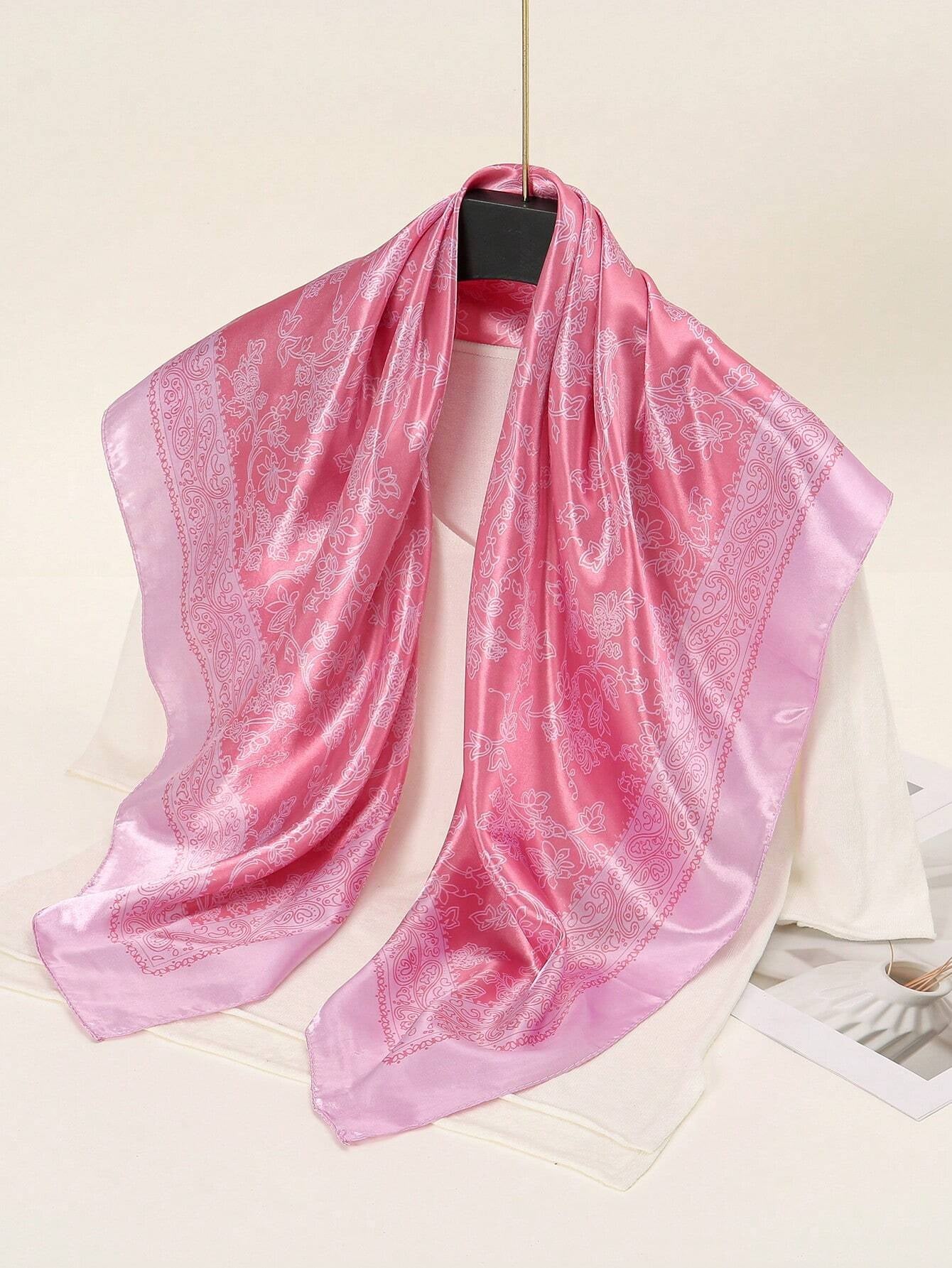 1Pc Women'S Fashion Palace Luxurious Geometric Satin Print Headscarf, Bandana