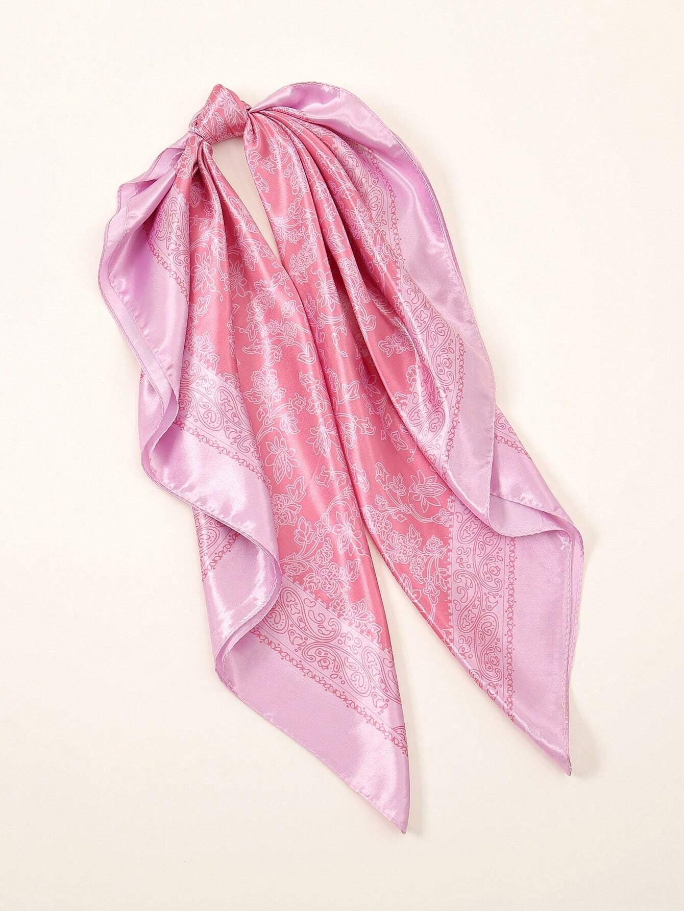 1Pc Women'S Fashion Palace Luxurious Geometric Satin Print Headscarf, Bandana