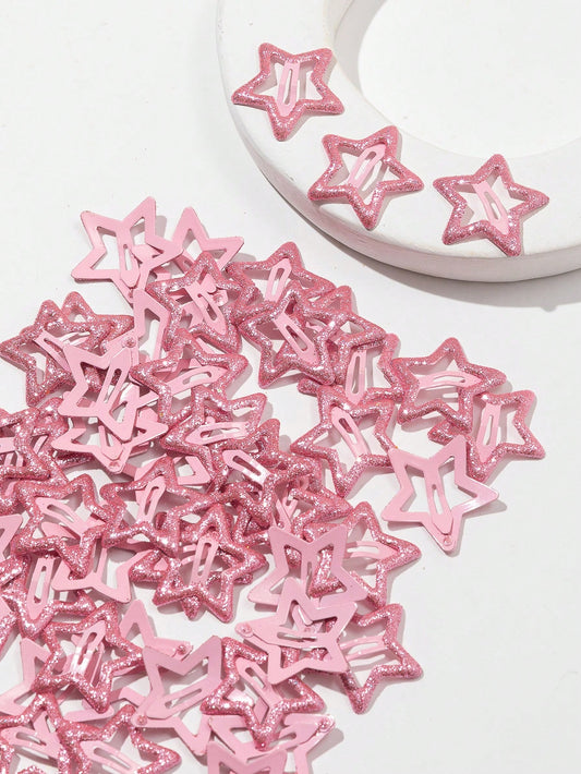 10Pcs Women Pink Star Shaped Fashion Hair Clips for Women Street Pink Accessories Claw Clips Hair Claws Hair Barrettes