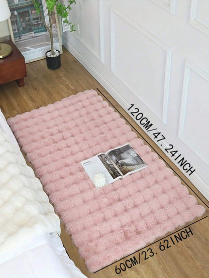 1Pc Plush Rectangular Soft Pink Carpet, Made of Fluffy Fleece Fabric, Cozy and Cute, Suitable for Bedroom, Living Room, Study, and Other Household Areas