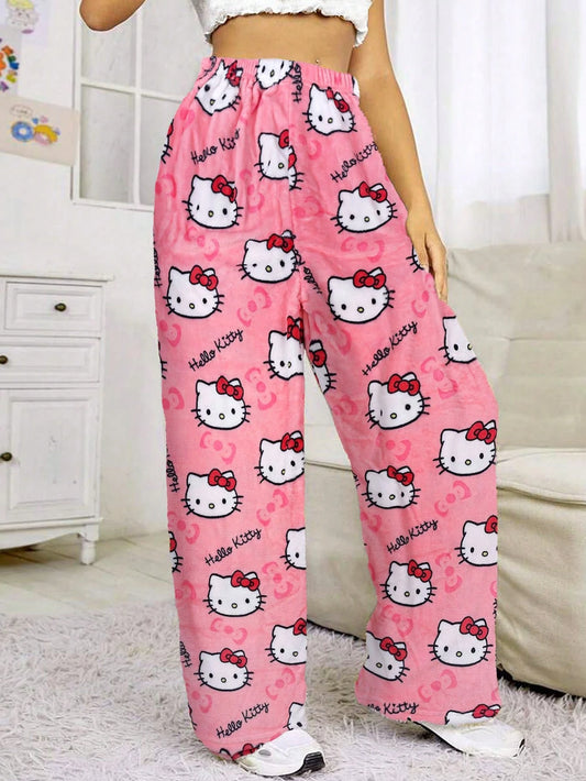 Hello Kitty Pink Fleece Lined Warm Casual Loungewear