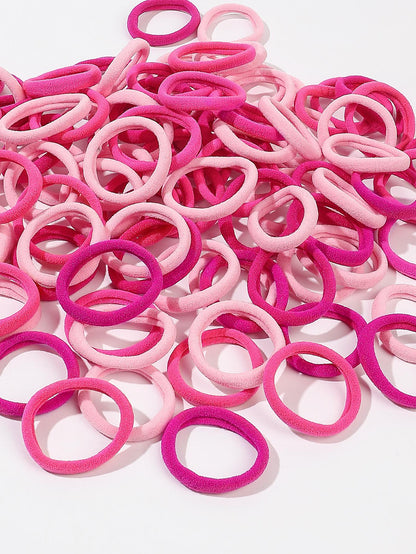 100Pcs Premium Simple Pink Tone Mini Hair Scrunchies, 2-4Cm Diameter, High Elasticity Pink Accessories