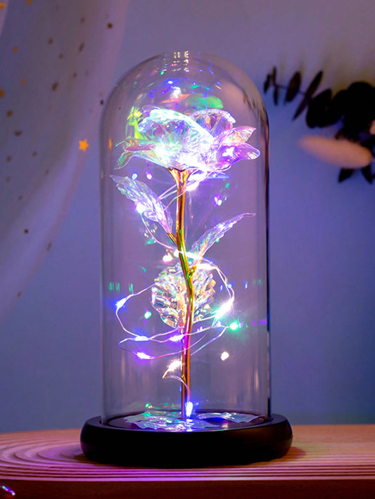 1 Color Gold Rose Lantern with Black Base, Multi-Color Valentine'S Day, Wedding, Home Decoration Lighting, Valentine Day, Gift