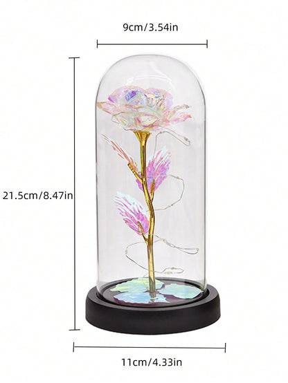 1 Color Gold Rose Lantern with Black Base, Multi-Color Valentine'S Day, Wedding, Home Decoration Lighting, Valentine Day, Gift