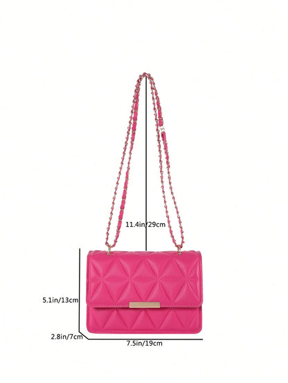 Fashion Solid Color Flap Pressed Texture Chain Crossbody Mini Bag