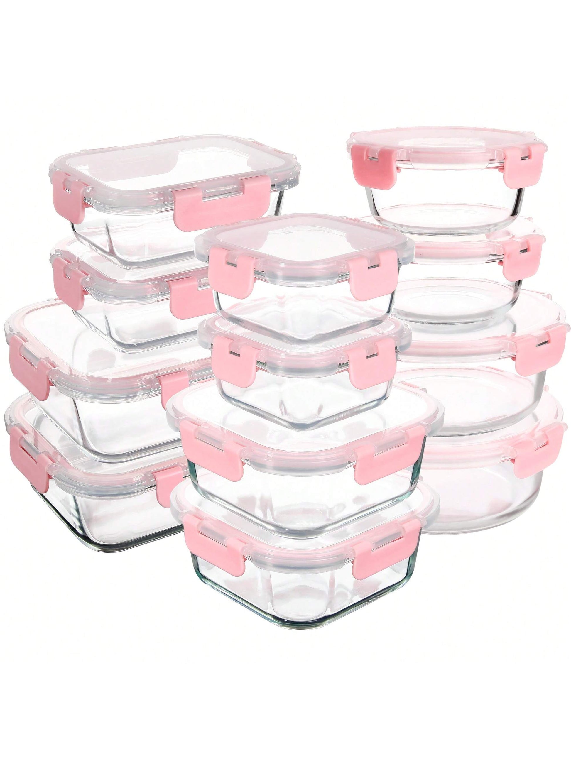 24PCS (12Containers+12Lids) High Borosilicate Glass Food Storage Containers Set, Glass Food Meal Prep Containers with Leakproof Airtight Lids, Perfect for Lunch, on the Go, Leftover, Kitchen Pantry Organizers and Storage