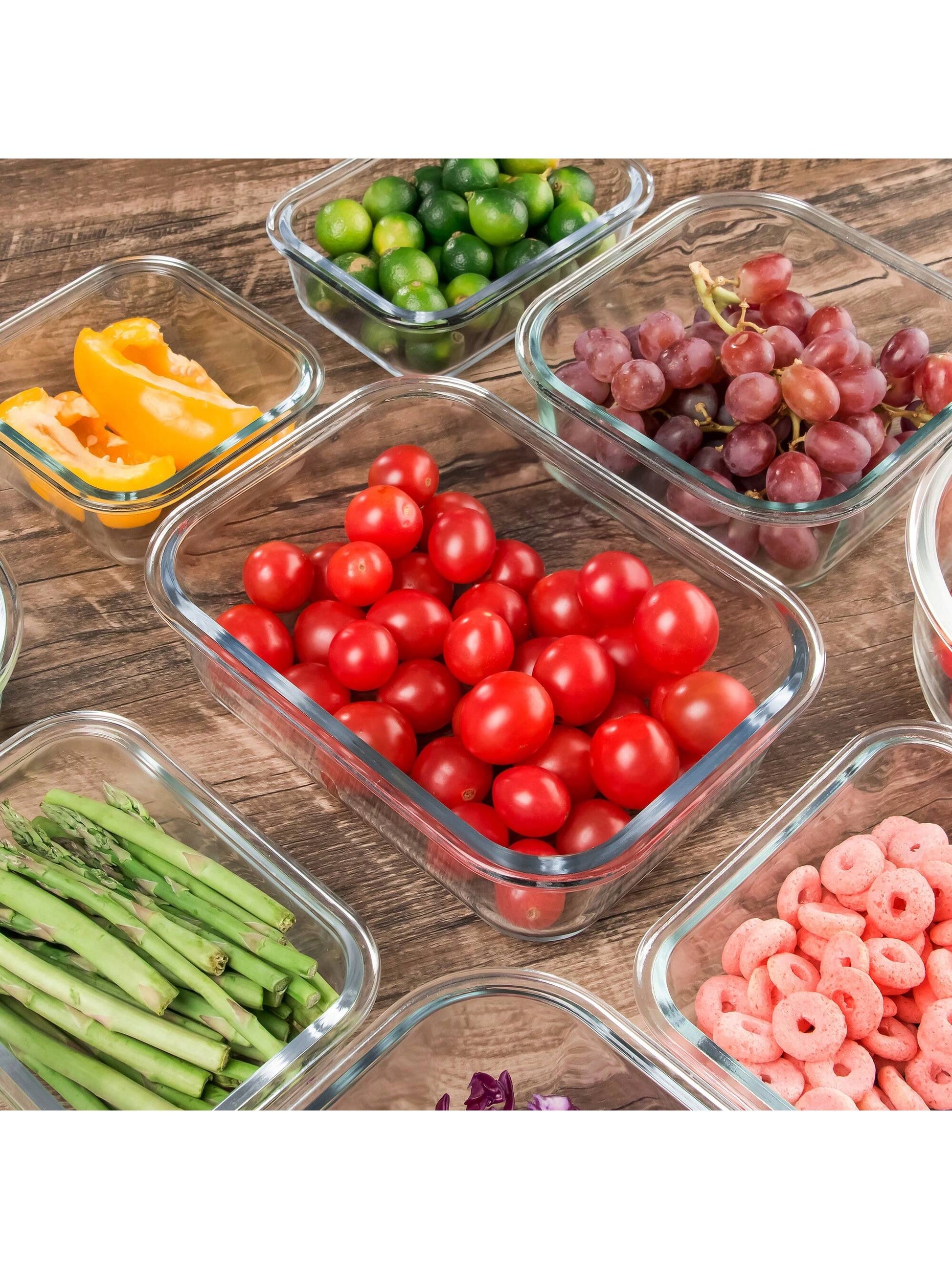 24PCS (12Containers+12Lids) High Borosilicate Glass Food Storage Containers Set, Glass Food Meal Prep Containers with Leakproof Airtight Lids, Perfect for Lunch, on the Go, Leftover, Kitchen Pantry Organizers and Storage