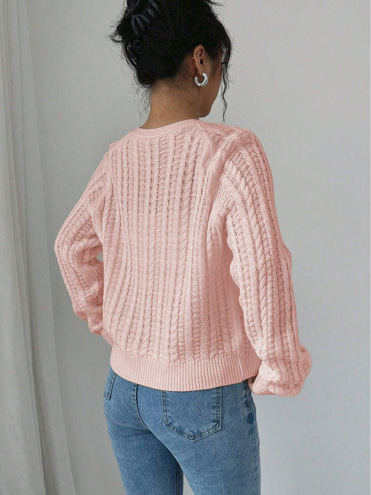 Chiquease French Casual Versatile Wheat Ear Textured Bowknot Front Long Sleeve Pullover Cardigan for Women,Long Sleeve Tops