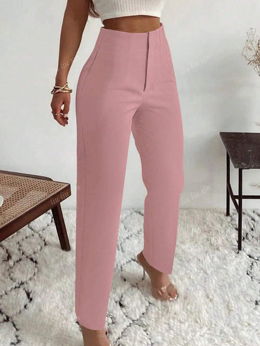 Elegant Commuter Pleated Side Pocket Skinny Pants for Women