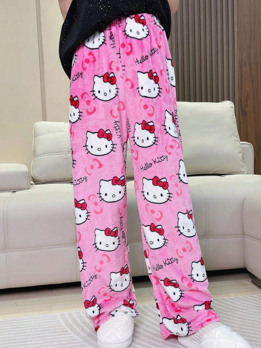 Hello Kitty Soft Plush hot pink Fleece Women Pajama Pants