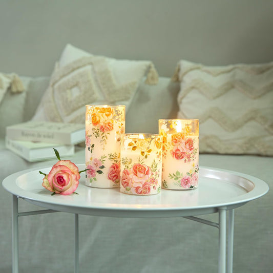 Pink Rosses Flameless Candles