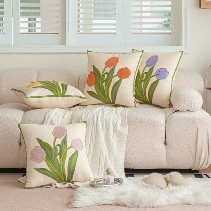 Tulip Embroidered Pillowcase