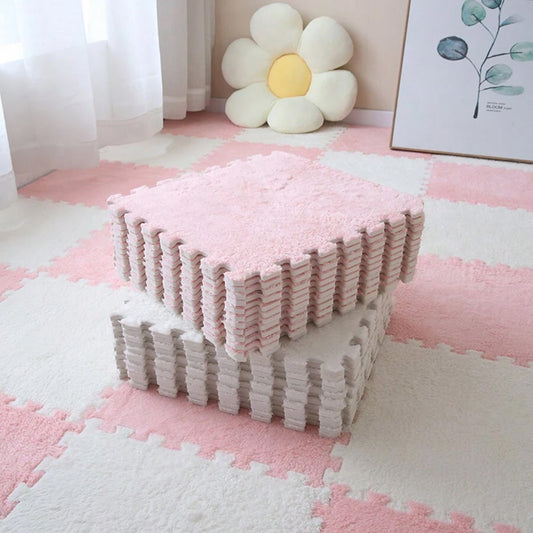 10Pcs Pink Plush Floor Mats