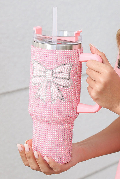 Pink Rhinestone Bow 40Oz Tumbler