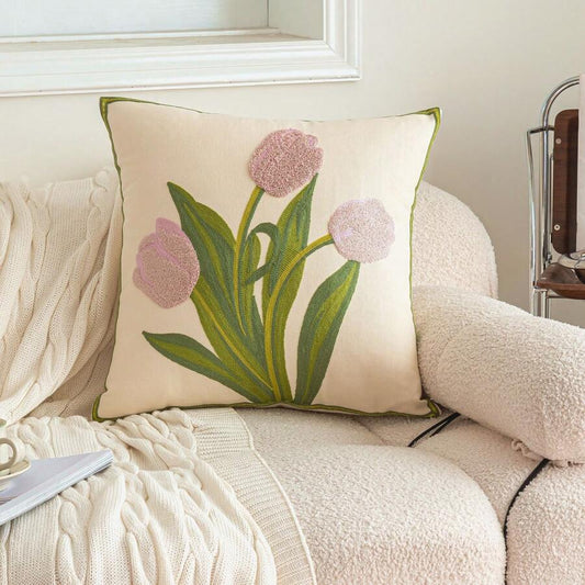 Tulip Embroidered Pillowcase