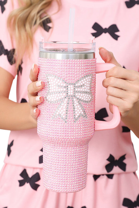 Pink Rhinestone Bow 40Oz Tumbler