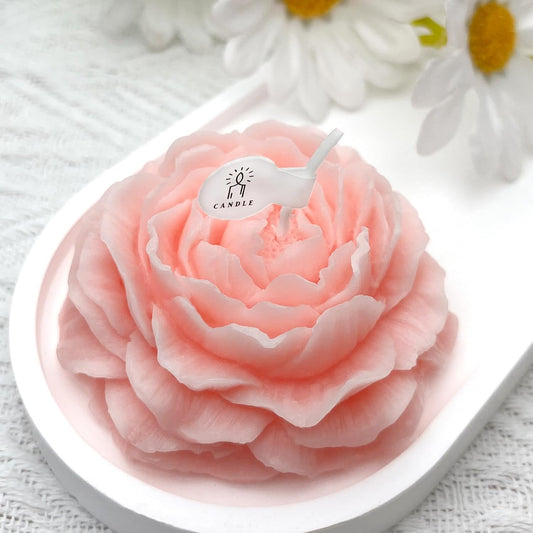 Peony Candles Gifts for Women, Soy Wax Aromatherapy Candle, Room Decor Cute Flower Shaped Scented Candles, Aesthetic Decorative (Peach Oolong Tea, 3 Inch)