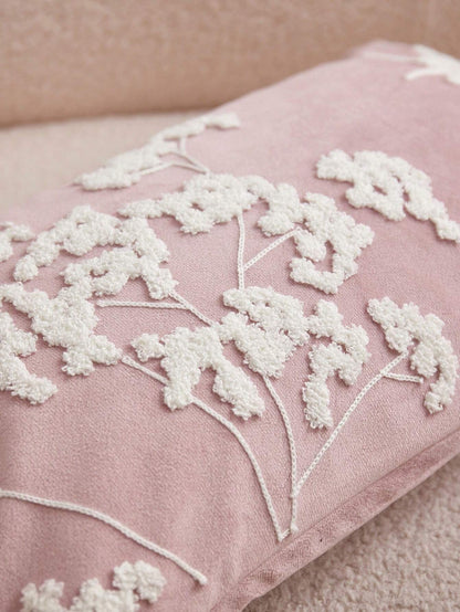 1Pc Pink Floral Embroidered Pillowcase, Suitable for Home Decoration, All-Season Decorative Pillow Cover