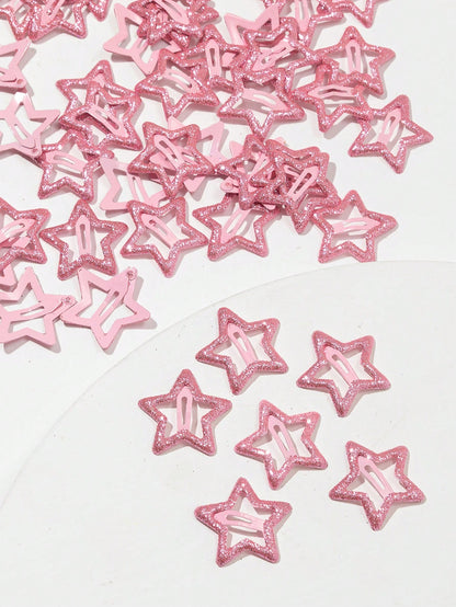 10Pcs Women Pink Star Shaped Fashion Hair Clips for Women Street Pink Accessories Claw Clips Hair Claws Hair Barrettes