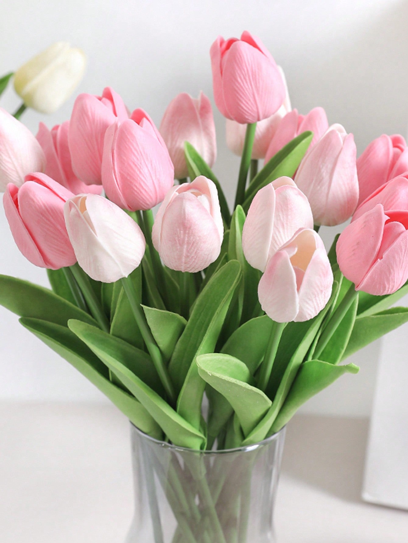 10Pcs-2 Pinks Tulip Artificial Flowers for Decoration, Artificial Flowers Tulip Real Touch Arrangement Bouquet, Suitable for Wedding Engagement Bride Birthday Home Office Party, Artificial Flowers Bulk Mother'S Day Gift, Indoor and Outdoor Room Decoration,Spring Decoration,Home Kitchen Decor Wedding Bouquet Decorations Office Floral Arrangements(Pink) Easter