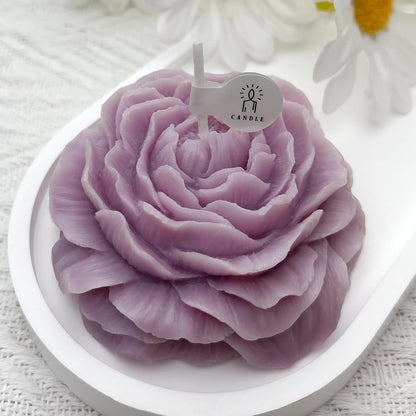 Peony Candles Gifts for Women, Soy Wax Aromatherapy Candle, Room Decor Cute Flower Shaped Scented Candles, Aesthetic Decorative (Peach Oolong Tea, 3 Inch)