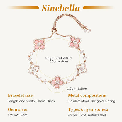 Women'S 18K Gold Plated Clover Bracelet with Natural Shell - Four Leaf Lucky Charm Dainty Link Bracelets Jewelry for Women, Trendy Birthday/Mother'S Day Gift