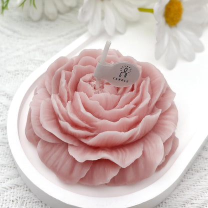 Peony Candles Gifts for Women, Soy Wax Aromatherapy Candle, Room Decor Cute Flower Shaped Scented Candles, Aesthetic Decorative (Peach Oolong Tea, 3 Inch)