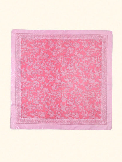 1Pc Women'S Fashion Palace Luxurious Geometric Satin Print Headscarf, Bandana