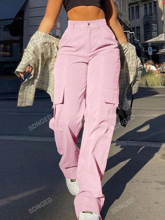 Women'S Solid Color Casual Cargo Pants